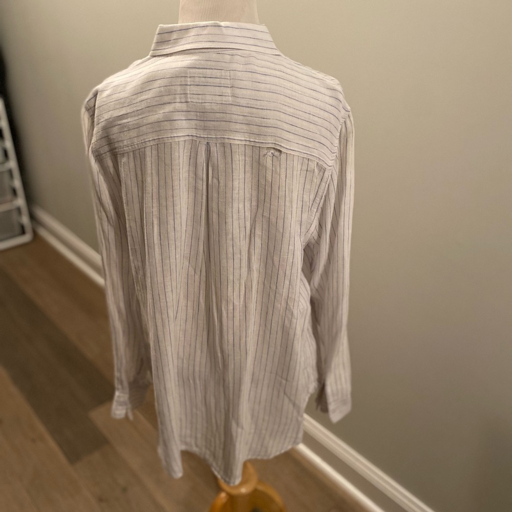 Rails Womens Striped Collared Long Sleeve Button-Down Blouse Top - Picture 6 of 7